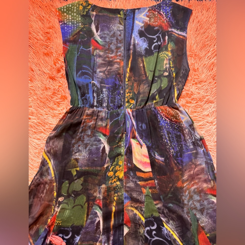 Alice+Olivia A-line Maxi Multicolor Sleeveless Dress. Size M - Picture 3 of 11